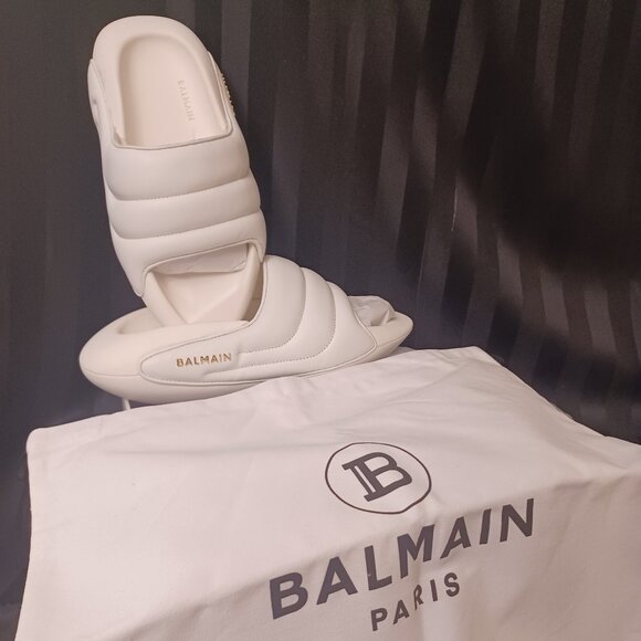Balmain B It Quilted Leather Slides Sandals Sneaker 39/9 NWB - Picture 1 of 7